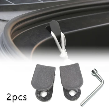 

2 Pcs Car Parts Front Trunk Hook With Installation Tool ABS Black For Tesla Model 3 2017 2020 Auto Fastener Clip Hook