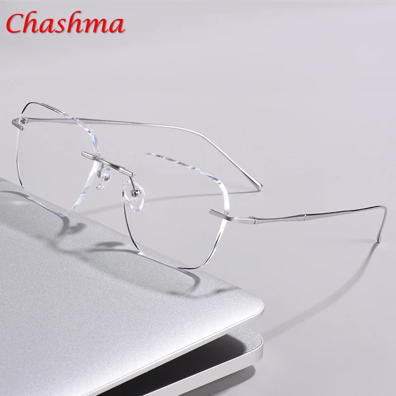 

Brand Rimless Titanium Glasses Frame Eyeglasses Women Quality Optical Frame Eye glasses Men Oculos De Grau