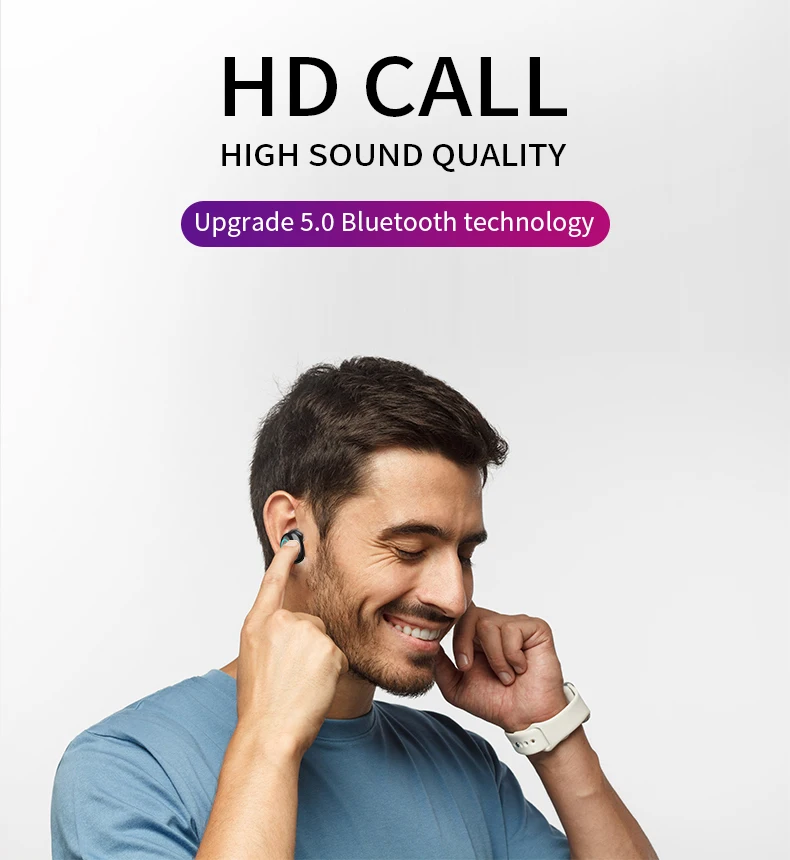 Bluetooth наушники с сенсорным управлением мини-вкладыши с микрофоном светодиодный дисплей с зарядным устройством Беспроводная 3D стерео гарнитура для воспроизведения музыки