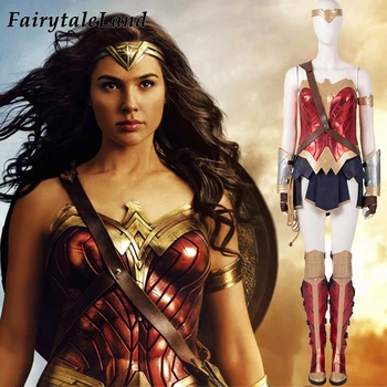 

Wonder Woman 2 Cosplay Costume Diana Prince Skirt Crown Halloween Superhero Suit WW84 Outfit Uniform Props Custom Made Boots