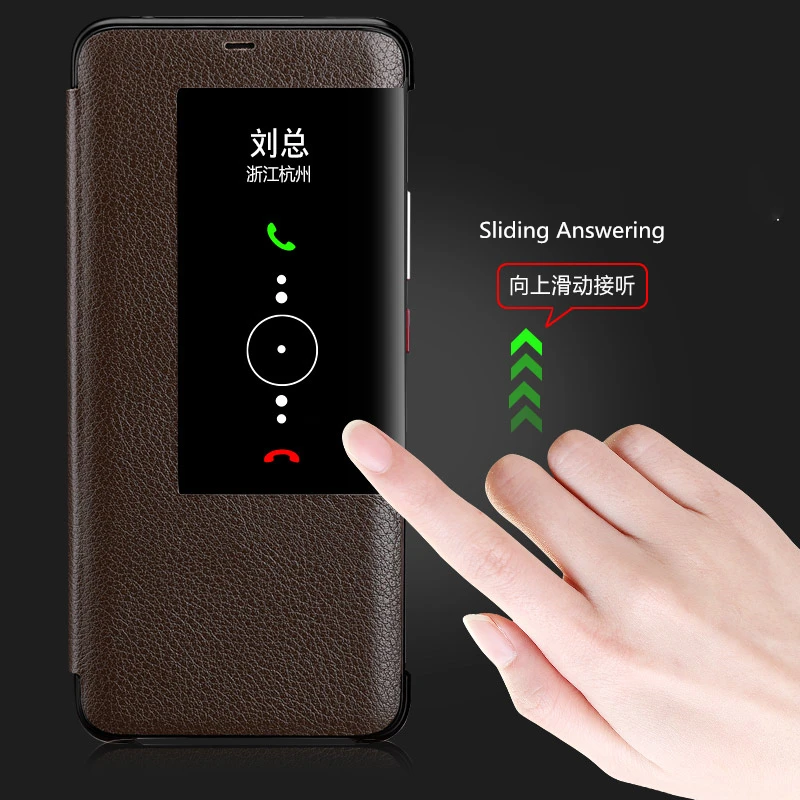 

Real Leather Phone Flip Case For Huawei Mate 20 Pro RS P30 Pro Texture Smart View Phone Case Full Body Business Protective