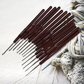 

8/16Pcs Aluminum Crochet Hooks Plastic Handle Knitting Needles Set DIY Sewing Needles Craft Knitting Tools