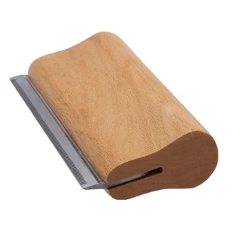 

Pet Hair Removal Comb Solid Wood Handle Stainless Steel Edges Dog Groom Comb Pet Products Dog Supplies TB Sale