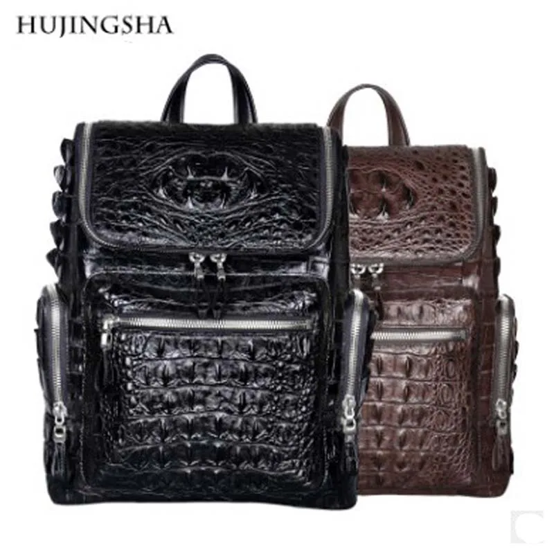 

hujingsha Thai Siamese crocodile skin man bag man backpack leisure business large capacity outdoor travel bag man