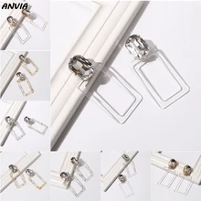 Новинка, прямоугольные прозрачные акриловые Висячие серьги для женщин, геометрические серебряные серьги-капли из сплава, вечерние ювелирные изделия