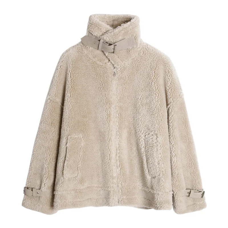 Fleece Jacket Women Stand Color Spliced Women Coats and Jackets Thick Winter Warm Trending Products New Solid - Цвет: Хаки