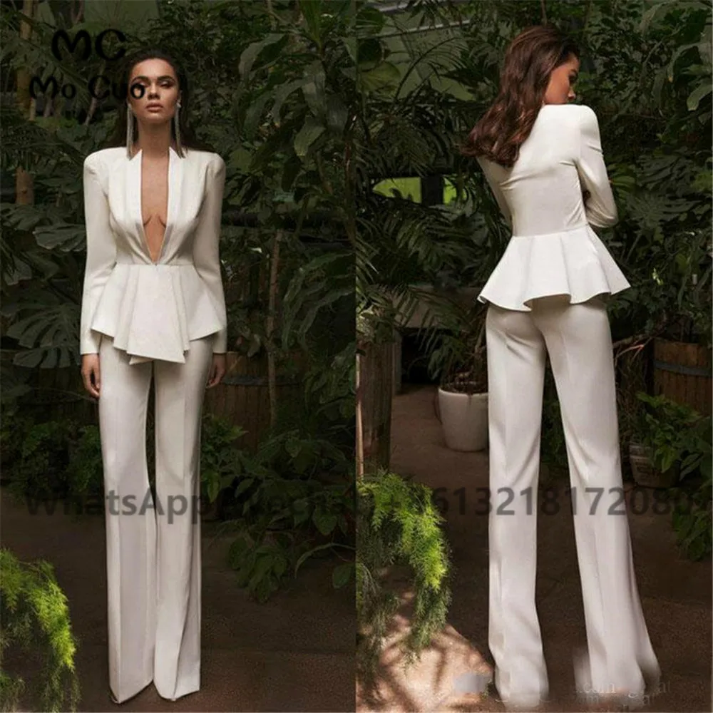 Chic 2020 Women Suits Evening Party Dresses Sexy Deep V Neck Long