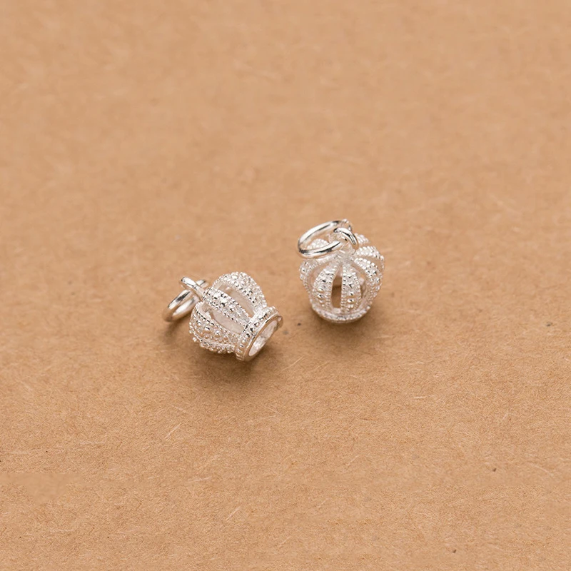 MEETSOFT 100% простая серебряная круглая ажурная Корона подвески для самостоятельного