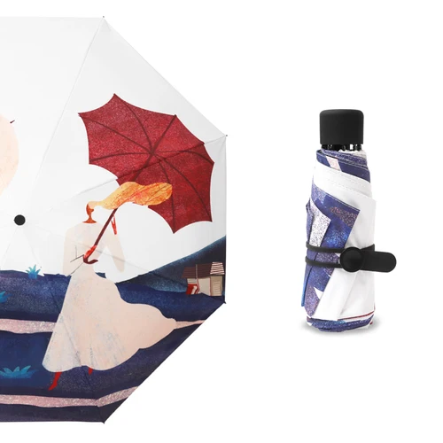 Мини зонт для женщин пять складной маленький портативный солнцезащитный Зонт с защитой от УФ свадебный подарок оптом - Цвет: B