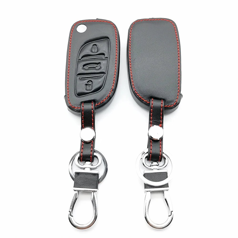 Hot Sale Leather Key Fob Cover Case For Citroen C2 C3 C4 C5 C4L DS3 DS4 DS5 DS6 3 Buttons Remote Car Flip Shield Protector | Автомобили и