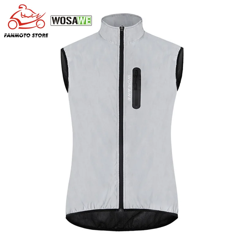 WOSAWE Мужская мотоциклетная велосипедная Светоотражающая жилетка ветровка