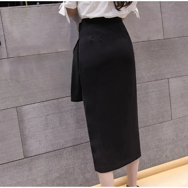 Женская замшевая юбка миди с высокой талией, осенняя облегающая юбка с разрезом и поясом, женская зимняя офисная одежда, черная, бежевая