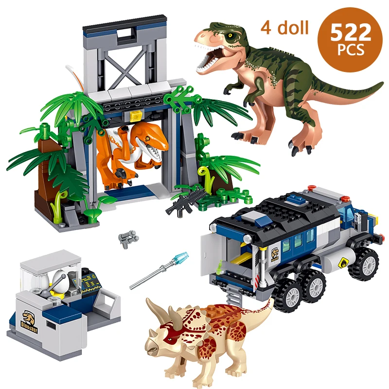 

Educational Toy For Children New Jurassic World dinosaur Fast Marines car dinosaur Building Block Bricks kids gift