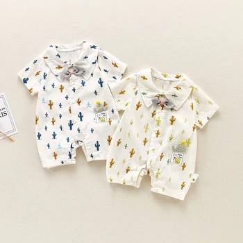 

Baby Girls boys Cotton Bodysuit New Arrival Newborn Cactus Soft Short Sleeve Jumpsuit bow Playsuit