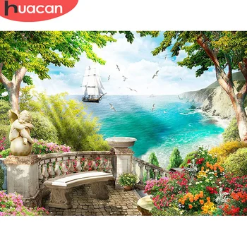 

HUACAN Diamond Painting Full Square/Round Seaside Diamond Embroidery Mosaic Landscape Handmade Gift Craft Kit