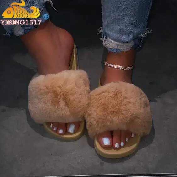 

2020 Women Spring Indoor Home Furry Slippers Warm Casual Comfortable Slippers Outdoor Wild Non-slip Plataformas Mujer Sandalias