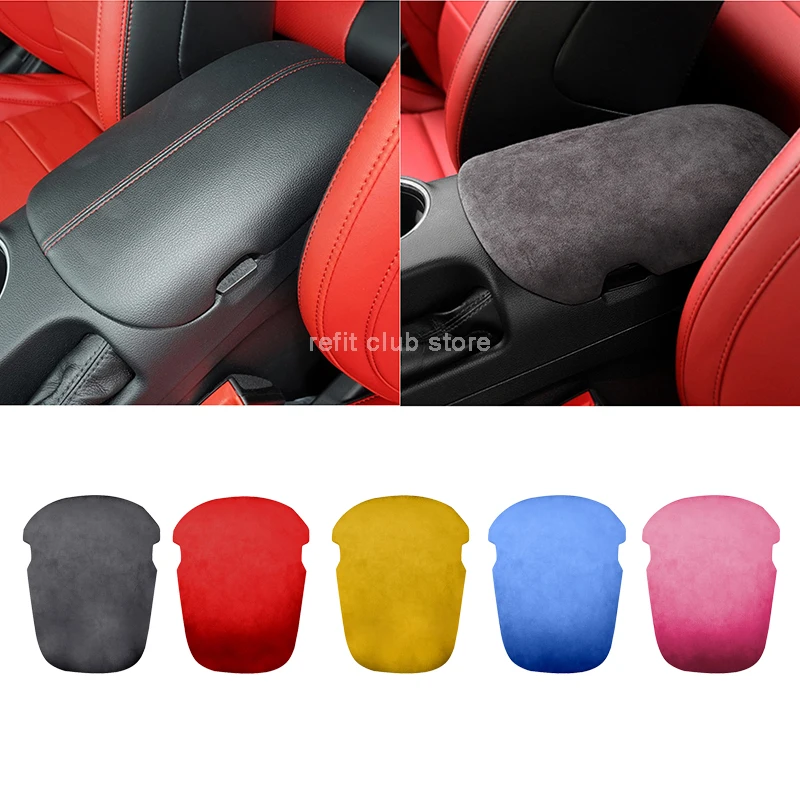 

Suede Fluff Armrest Box Cover Decorative Shell Sticker Car Stickers For Ford Mustang 2015-2021 Styling Interior Accessories