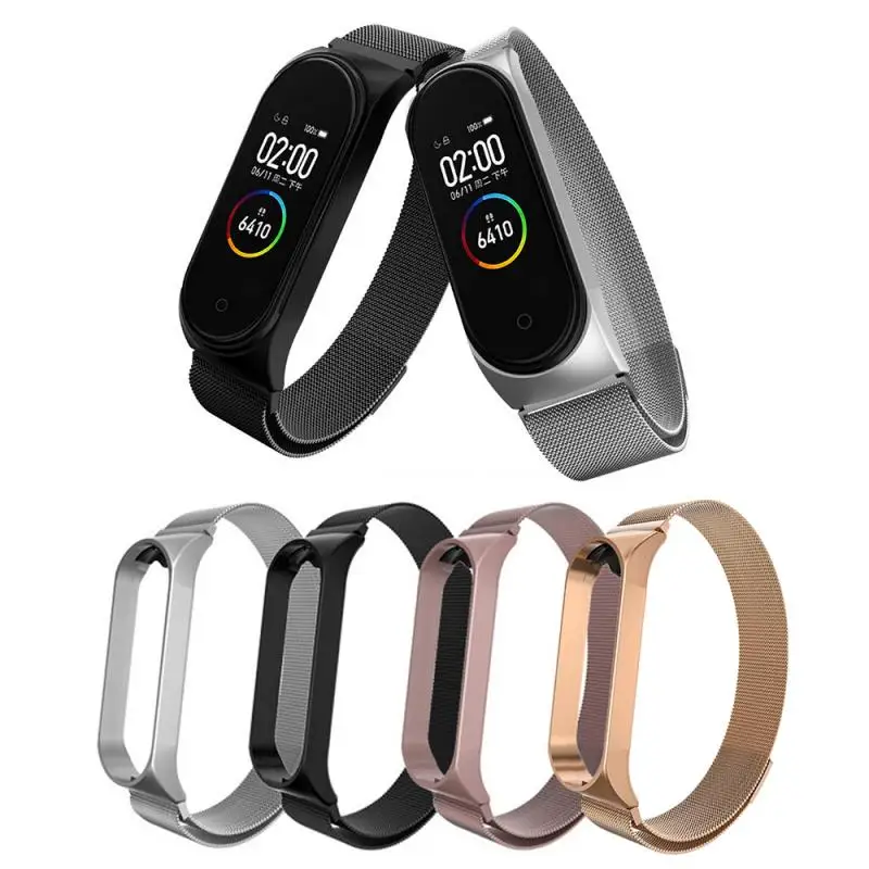 Ремешок из нержавеющей стали для Xiaomi Mi Band 3 4 Миланский ремешок браслета band