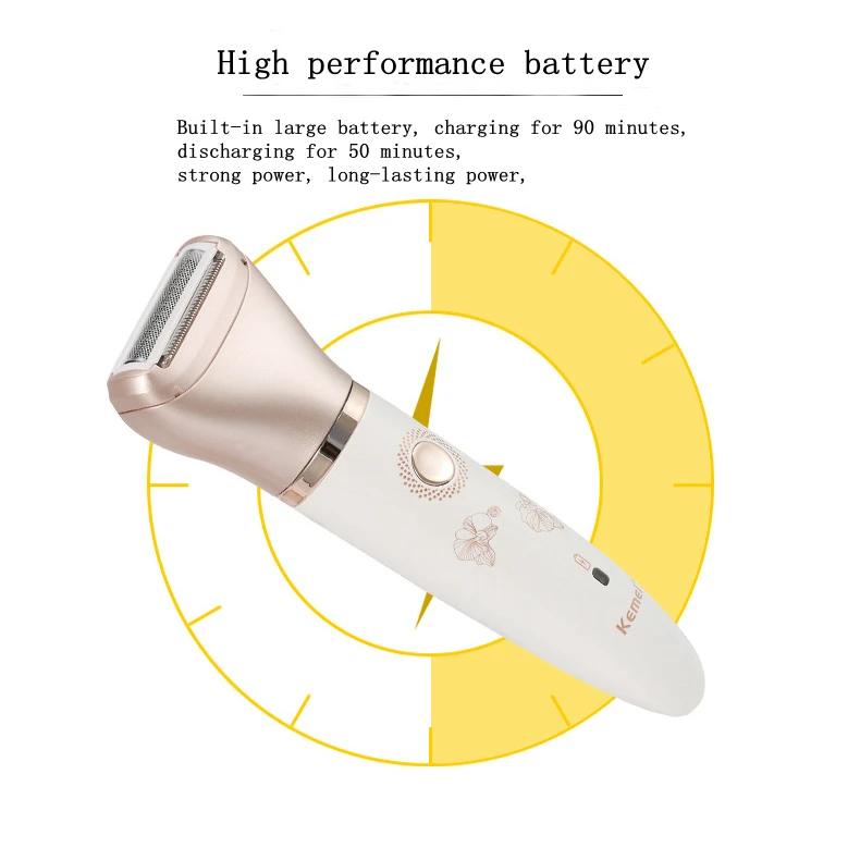 Kemei, 2 в 1, эпилятор, электробритва, перезаряжаемый, для удаления волос, depilador feminino, уход за кожей ног, массаж
