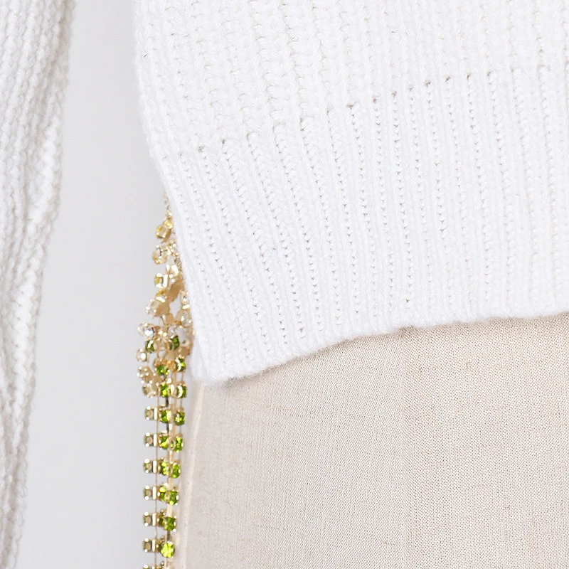 TWOTWINSTYLE Hollow Out Patchwork Tassel Sweater