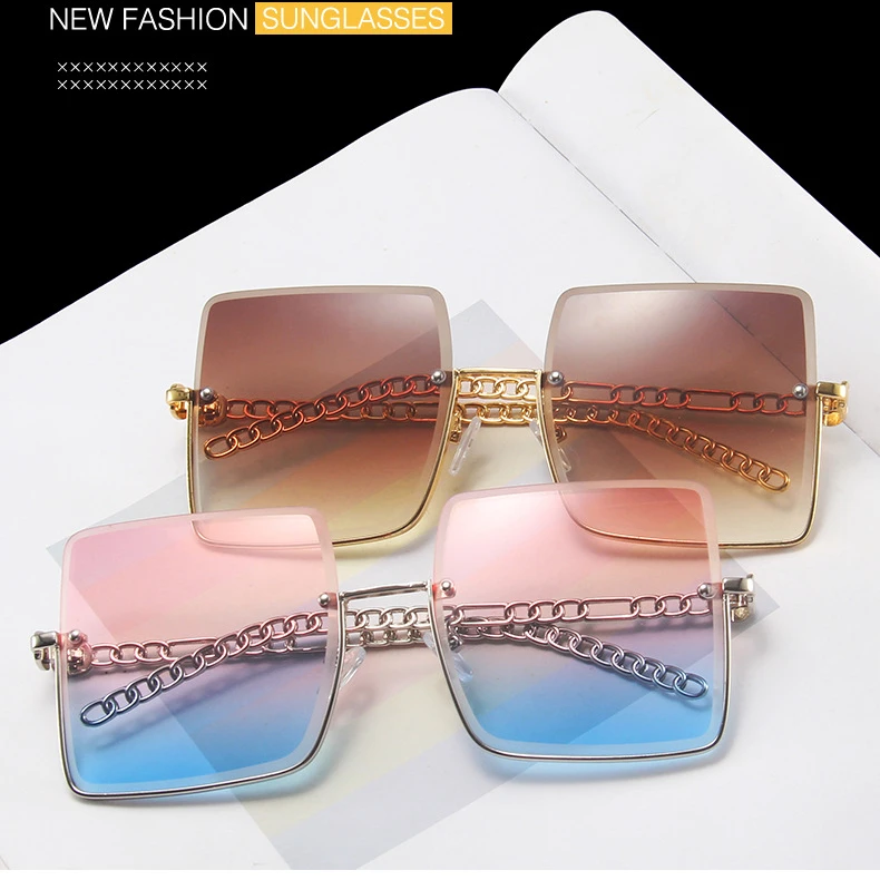 New Metal Semi-rimless Sunglasses Women Retro Oversized Square Sun Glasses Men Fashion Half Frame Streetwear Eyewear | Аксессуары для