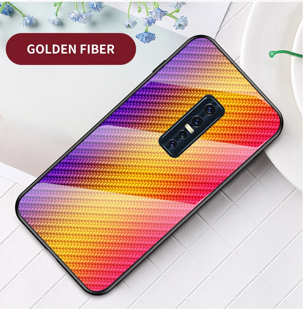 Модный чехол для Vivo V17 Pro, чехол для задней панели телефона 6,4" для Vivo V17 Pro, чехол из углеродного волокна с текстурой стекла, гибридный мягкий силиконовый чехол