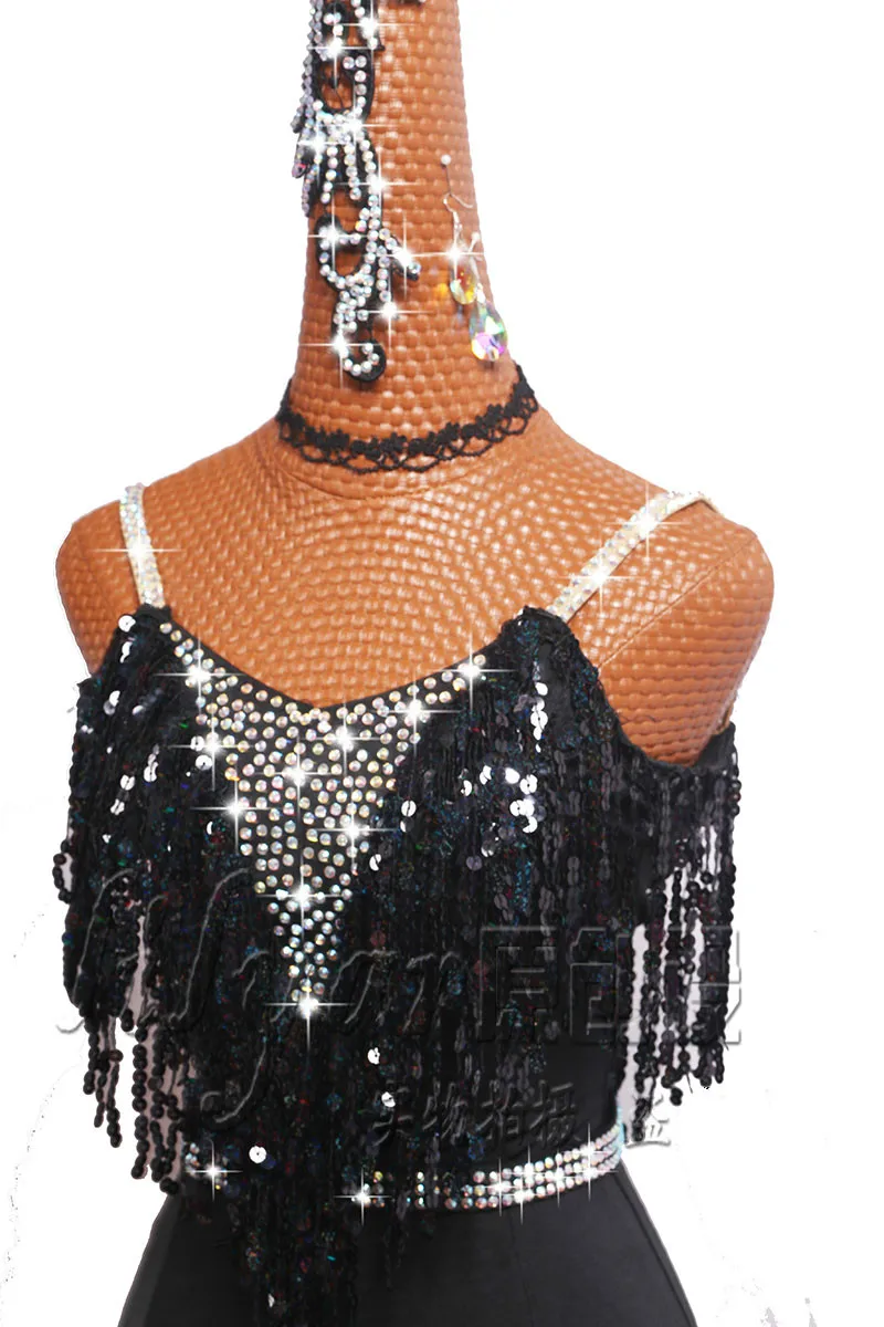 Конкурс латиноамериканских танцев платье для латинских танцев платье для выступлений черная юбка на подтяжках юбка рыбья кость обтягивающее бедра юбка# MD017