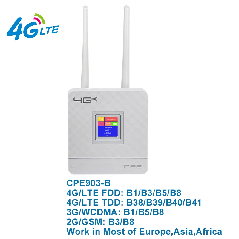 4G WiFi роутер 300 Мбит/с беспроводной Wi-Fi Мобильный CAT4 LTE/3g/4G разблокированный CPE роутер с sim-слотом WAN/LAN порт Поддержка нескольких диапазонов - Цвет: CPE903-B