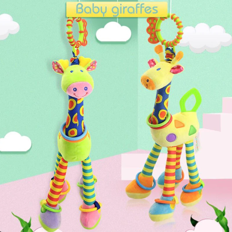 Baby Plush Rattles Bear Mobiles Toys Cow Deer Animal  Infant Stroller Hanging Mobile Rattles Newborn Baby Toys Teether