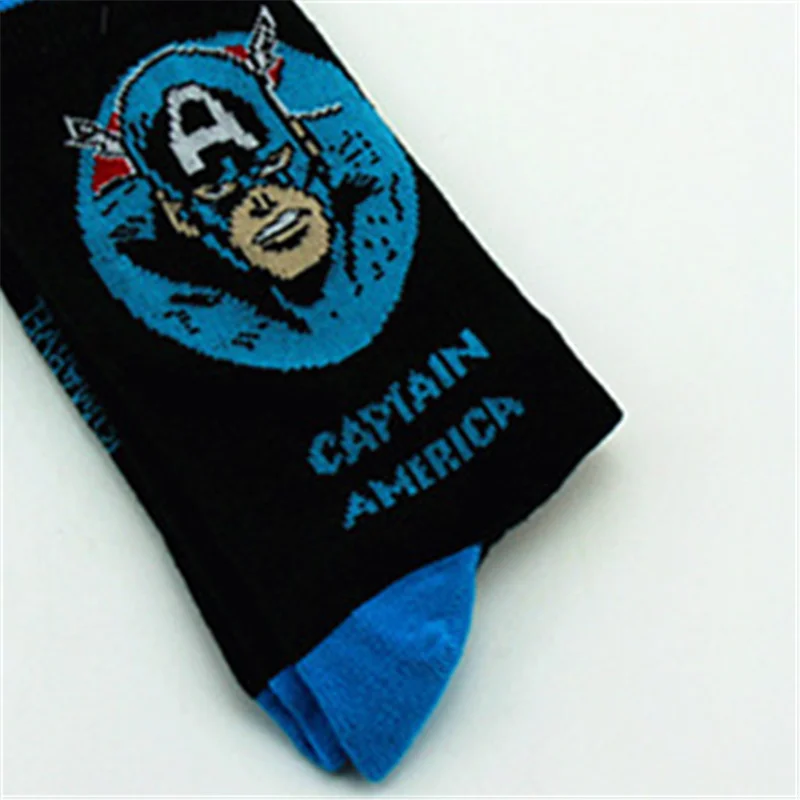 CAPTAIN AMERICA Мужские носки с забавными персонажами из мультфильмов; Новинка; носки с Бэтменом, капитаном Америка, Халком, Суперменом, человеком-пауком, супергероями; Веселые носки - Цвет: CAPTAIN AMERICA