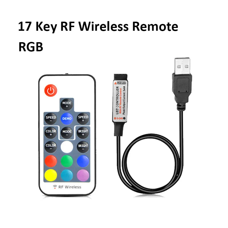 USB IR RF RGB пульт дистанционного управления для светодиодный SMD 5050 2835 RGB полосы света 5 в беспроводной светодиодный пульт 3 24 17 клавиш для ленты - Цвет: 17Key RF Controller