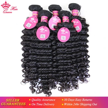 

Queen Hair Official Store Brazilian Virgin Hair Bundles 100% Human Hair Extensions Deep Wave Natural color Free Shipping