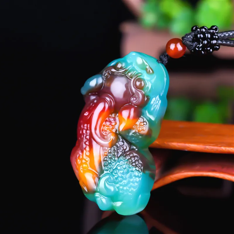 

Natural Color Jade Pixiu Pendant Necklace Chinese Hand-Carved Charm Jewellery Fashion Accessories Amulet for Men Women Gifts