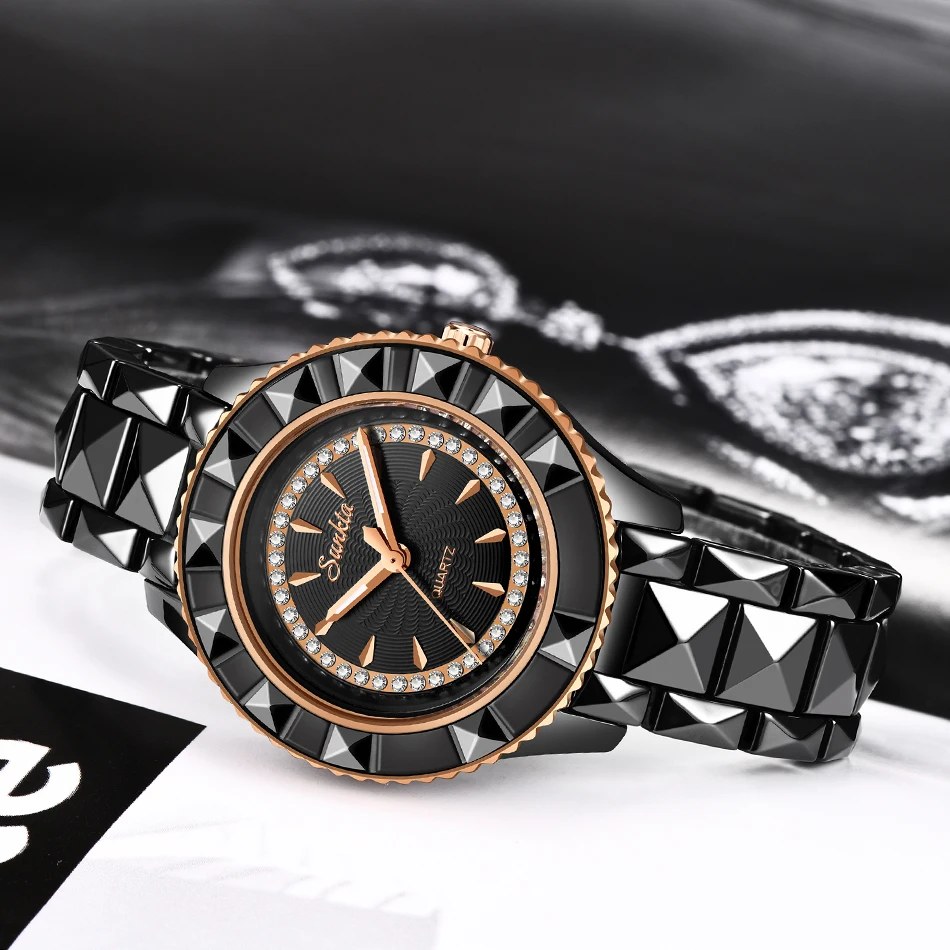 SUNKTA женские часы люксовый бренд керамические часы женские наручные часы золотые модные женские часы Relojes Mujer Relogio Feminino