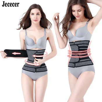 

JECECER 3 Steel Bones Tummy Slimming Waist Cinchers Women Waist Trimmer Steel Bone Sweat Band Waist Belt Zipper Large Shapewear