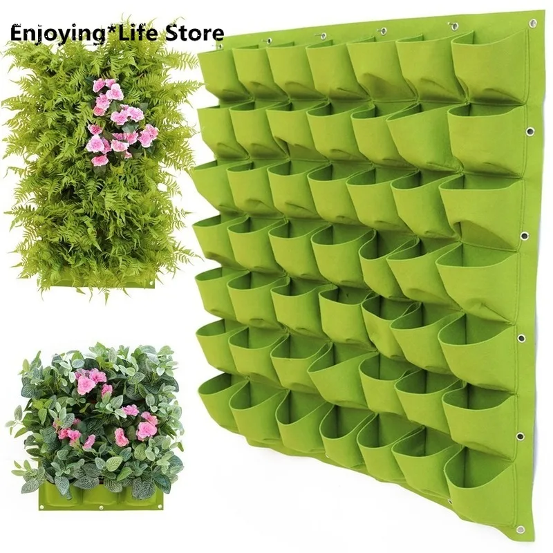 

4/7/9/18/25/36/49/72 Pockets Wall Hanging Planting Bags Green Plant Grow Planter Vertical Garden Living Bag Garden Supplies Bags