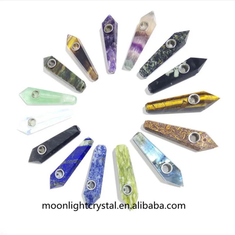 Трубка из натурального флюорита аметиста кварца кристалла лазурита курительные