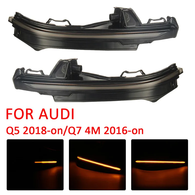 

Smoked For AUDI Q5 2018-on Q7 4M 2016-on Car LED Dynamic Turn Signal Light Side Wing Rearview Mirror Indicator Blinker Lamp