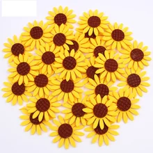 10 шт. наклеивающиеся подсолнухи нашивки вышитые цветы войлочные подушечки для украшения свадебной вечеринки DIY ткань для скрапбукинга украшения для одежды