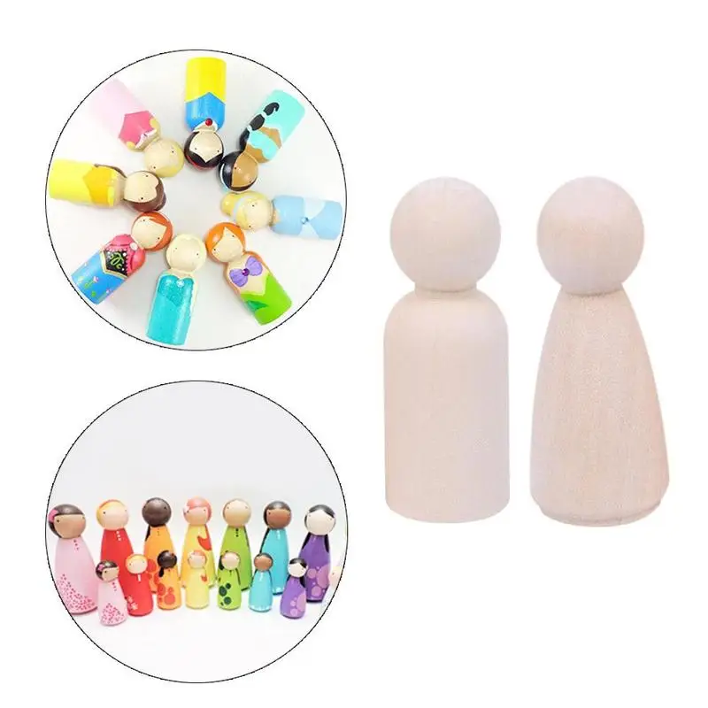 

Wood Crafts Unfinished Wood Diy Art Craft Painting Family 35-65mm Men Women Peg Dolls Kids Gift Parent-child Interaction Toys