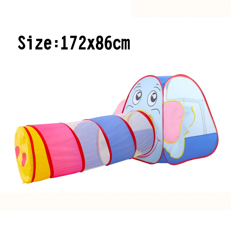  Children Cartoon Elephant Ocean Ball Wave Pool Baby Play House Sunlight Tunnel Toys Foldable Tent F