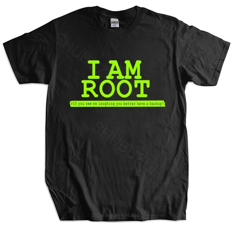 Футболки в стиле хип-хоп топы I'm Root Linux футболка под мужская хлопковая модная
