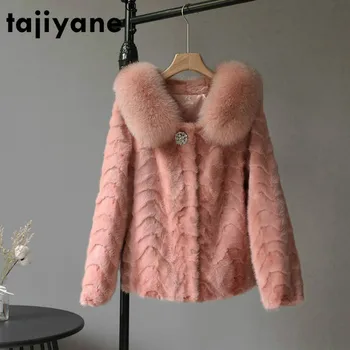 

Vintage Real Mink Fur Coat Female Winter Clothes 2019 Korean Elegant Real Fox Fur Collar Fur Coat Fashion Warm Jacket Hiver 1627