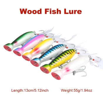 

6Pcs 13cm 55g Hard Lure Big Popper Lure 6 Colors Top Water Fishing Lures Popper Lure Crankbait Minnow Swimming Crank Baits Pesca