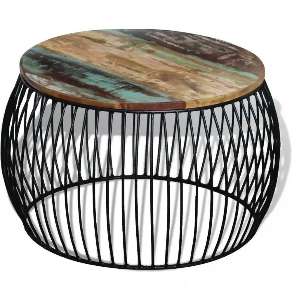 

Coffee Table Side Table End Table Round Solid Reclaimed Wood 26.8"x17" Living Room Furniture