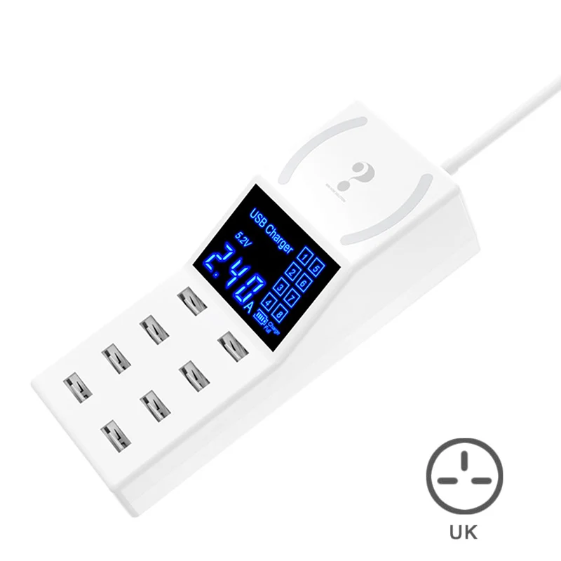 8 usb портов зарядное устройство адаптер питания светодиодный экран Быстрая зарядка 40 Вт для телефона PUO88