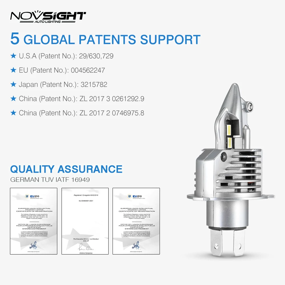 NOVSIGHT H4 светодиодный светильник H7 H11 H16JP 9005 9006 9012 P13 PSX24W PSX26W 50 Вт 10000LM 6500K|Передние