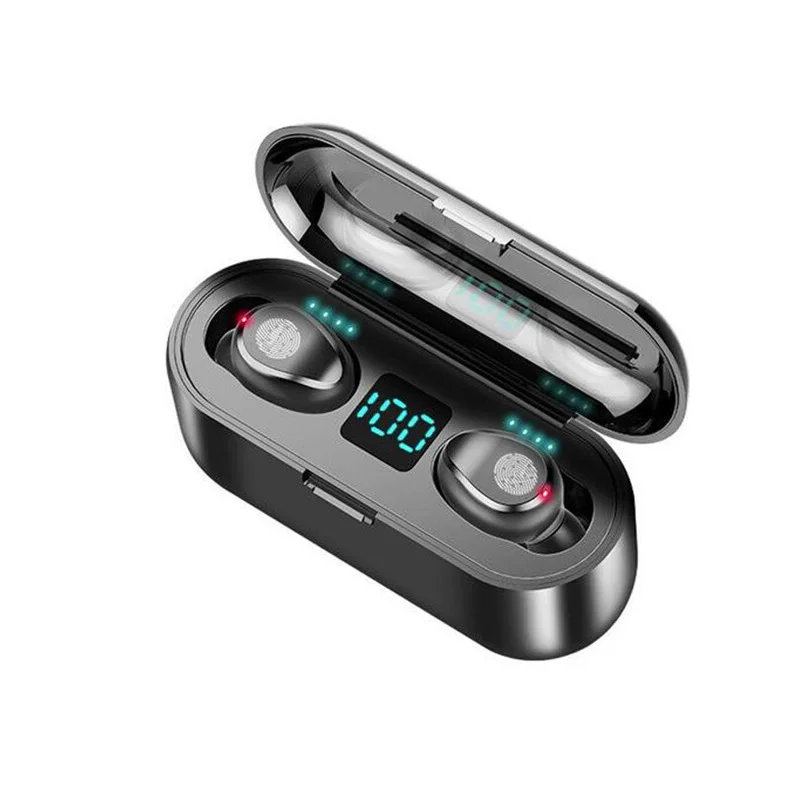 F9 HIFI Wireless Headphones Bluetooth 5 0 TWS Digital Display Waterproof Sports Earphone Support iOS Android Phones HD Call