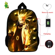Наруто рюкзак USB зарядка школьные сумки для подростков мальчиков девочек сасуке Шаринган Косплей рюкзак ноутбук рюкзак дорожные сумки