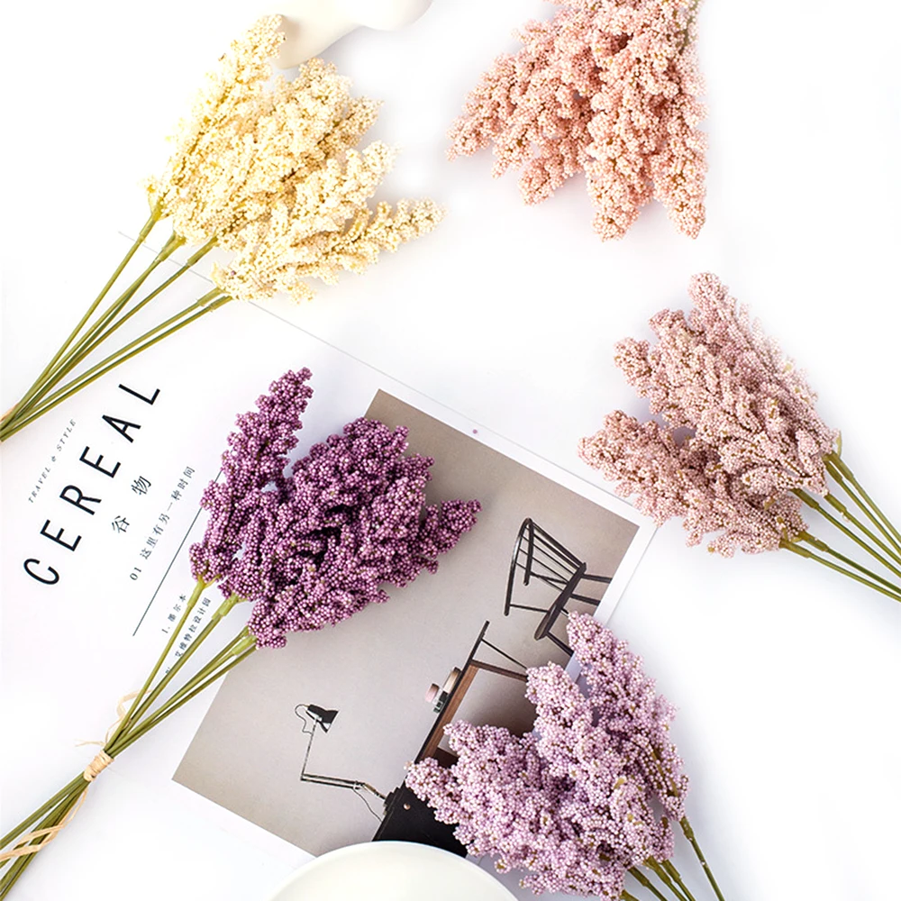 

2019 Small Fresh With Grass Fake Ear Flower Silk Artificial Flowers Grain Decorative Simulation Plants Artificial Flowers